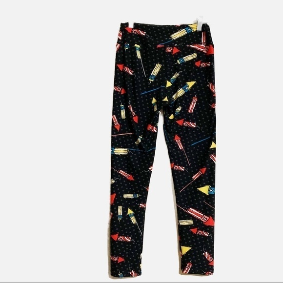 LuLaRoe Soft Black Multicolor Fireworks Print Leggings. One size - Picture 1 of 9